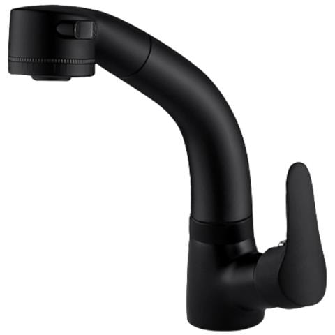 Rubinetto per lavabo da bagno, Blackswan, tipo M176, modello nero opaco con bocca retrattile, misura 24 cm - Foto 1