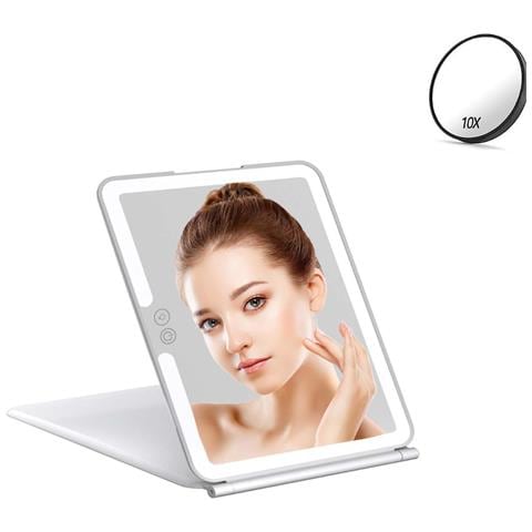 Specchio Per Trucco Led Grande Con Ingrandimento 10x - Specchio Da Tavolo Portatile White - Foto 1