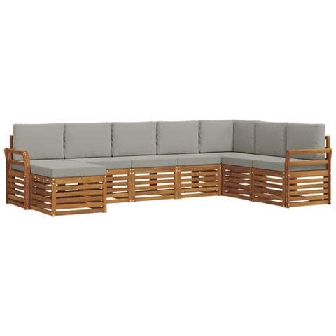 Set divani con cuscino 8 pcs Grigio Naturale e Chiaro - Foto 1