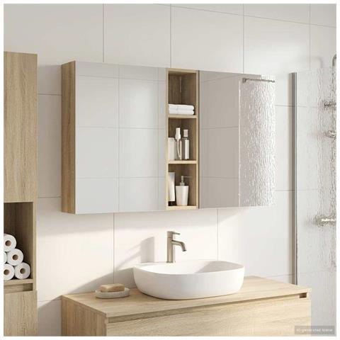 Set di Armadi da Bagno con lo scaffale 3 pcs 120 x 14,5 x 70 cm - Foto 2