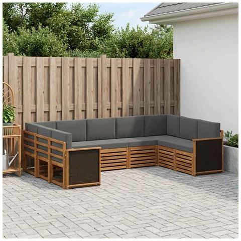 Set divano sezionale con cuscino 7 pcs Naturale e Antracite - Foto 2