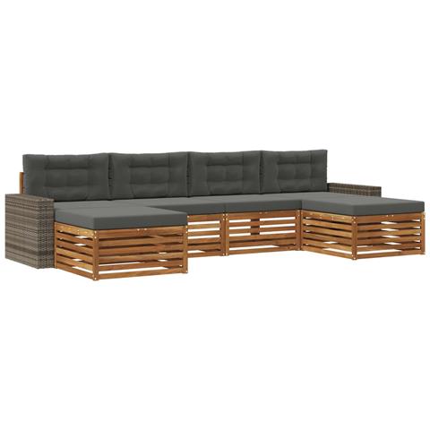 Set divani con cuscino 6 pcs Legno di Acacia Massello - Foto 1