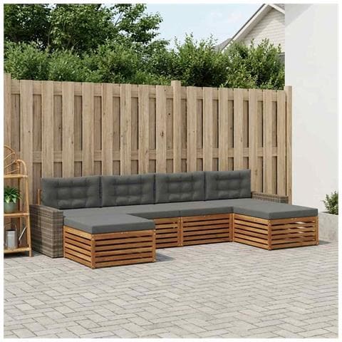 Set divani con cuscino 6 pcs Legno di Acacia Massello - Foto 2