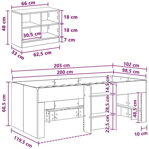 Struttura Letto Loft con Mobile 3 pz Legno antico - Foto 7