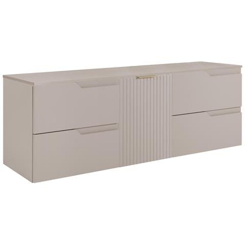 Mobile sottolavabo, Marrone e bianco, 160 cm, Con piano d'appoggio, 2 cassetti, MDF, 2 ante, Ripiano integrato, MODERNO - Foto 1