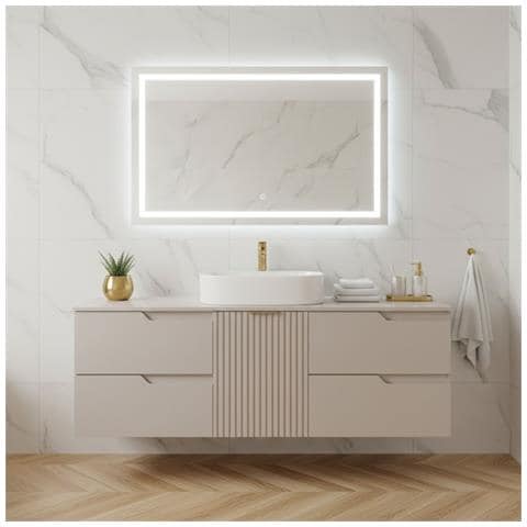 Mobile sottolavabo, Marrone e bianco, 160 cm, Con piano d'appoggio, 2 cassetti, MDF, 2 ante, Ripiano integrato, MODERNO - Foto 5