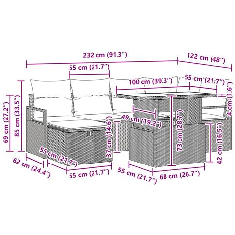 Set Divano da Giardino 7 pz polyrattan - Foto 2