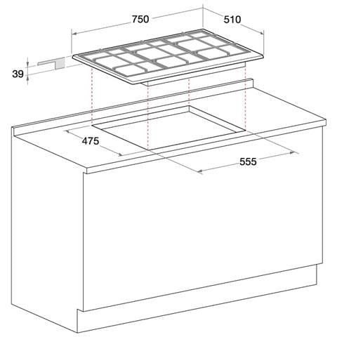 Piano Cottura PCN 752 T / AS / HA a Gas 5 Fuochi Gas Colore Nero e Inox - Foto 2