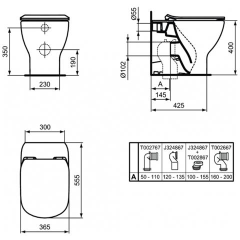 Vaso Filoparete Aquablade E Sedile Bianco, Ideal Standard Tesi T353701 - Foto 2
