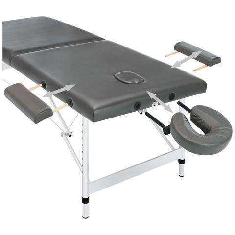 Lettino Da Massaggio 2 Zone Telaio Alluminio Antracite 186x68cm - Foto 2