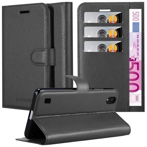 Custodia Compatibile Con Zte Blade A5 2019 In Nero Carbone - Coperchio Protettiva Con Chiusura Magnetica, Funzione Stand E Tasca Per Le Carte - Foto 1