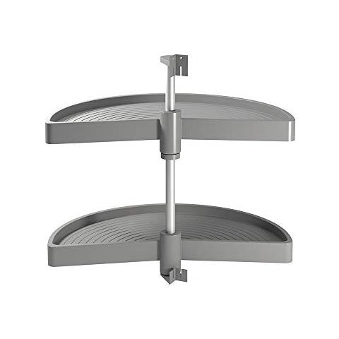 Guarnitura Girevole Per Mobile Ad Angolo Di Cucina, Cestelli Girevoli A Mezzaluna Di Ø750mm Per Base Di 900mm, Grigio - Foto 1