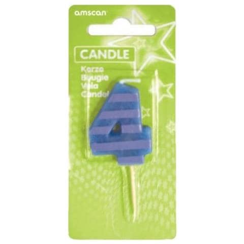 Candela Per Feste, Numero 4, Con Motivo A Strisce E Pois - Foto 1