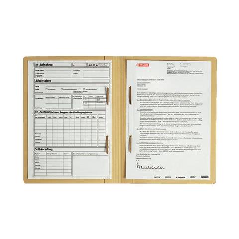 Leitz Zweifalzhefter, Din A4, Manilakarton, Chamois 320 G-qm, Fassungsvermgen: 2 X 250 Blatt, Schriftgut Kann - 50 Stck (3030-00-11)  - Foto 1