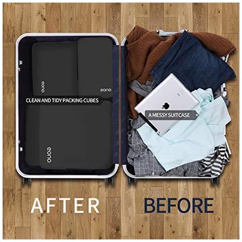 Da Amazon - Compressione Di Imballaggio Cubi Bagagli Di Corsa Organizzatore Set Viaggi Cubi Borse Extensible Organizzatore Per Valigia Di Corsa Organizzazione Nero 4 Set - Foto 2