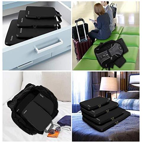 Da Amazon - Compressione Di Imballaggio Cubi Bagagli Di Corsa Organizzatore Set Viaggi Cubi Borse Extensible Organizzatore Per Valigia Di Corsa Organizzazione Nero 4 Set - Foto 4