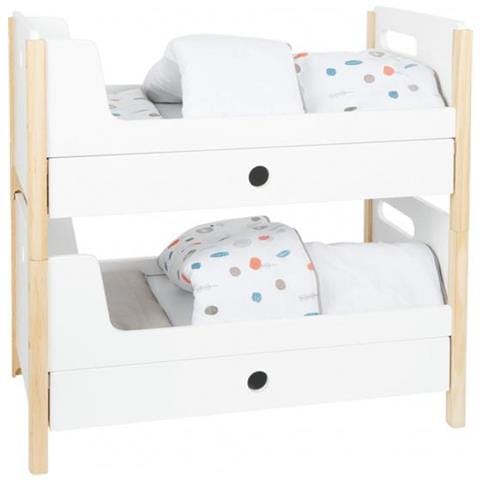 Letto A Castello Per Bambole E Biancheria Da Letto 50 Cm Legno Bianco / beige - Foto 1