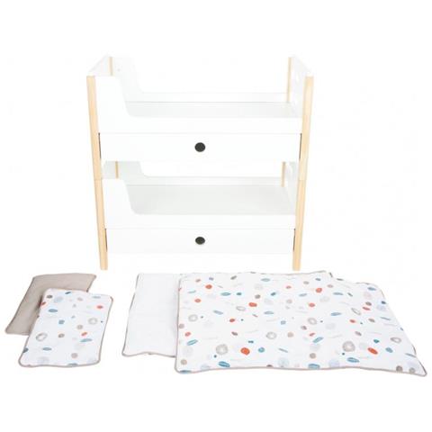 Letto A Castello Per Bambole E Biancheria Da Letto 50 Cm Legno Bianco / beige - Foto 5