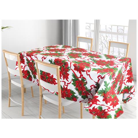 Tovaglia Natalizia Cucina Soggiorno In 100% Cotone Disegno Fiocco Stelle Natale 140x240 Fiocco - Foto 10