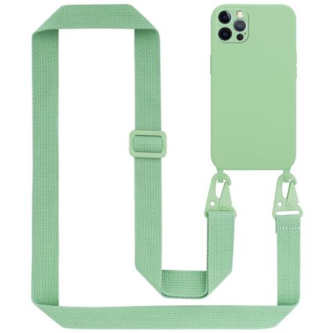 Catena Di Telefoni Cellulari Compatibile Con Apple Iphone 12 / 12 Pro In Liquid Verde Chiaro - Coperchio Di Protezione In Silicone Con Cordino Regolabile In Lunghezza - Foto 1