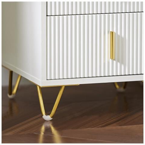 Comodini Letto Con 2 Cassetti Tavolino Da Salotto O Soggiorno Tavolino Telefono Bianco 40x40x47cm, Fbt115-w - Foto 5