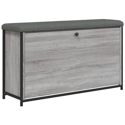 Panca Portascarpe Cassetto Ribaltabile Grigio Sonoma 102x32x56 - Foto 2