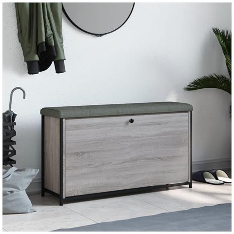 Panca Portascarpe Cassetto Ribaltabile Grigio Sonoma 102x32x56 - Foto 3
