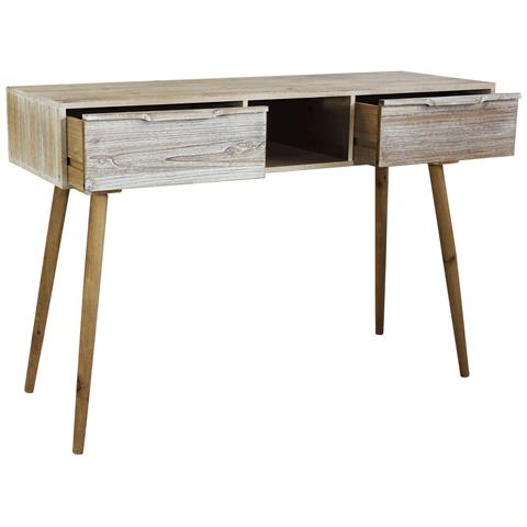 Tavolino Consolle Da Interno Con 2 Cassetti In Legno Di Paulownia 120x40x80h Cm - Foto 2