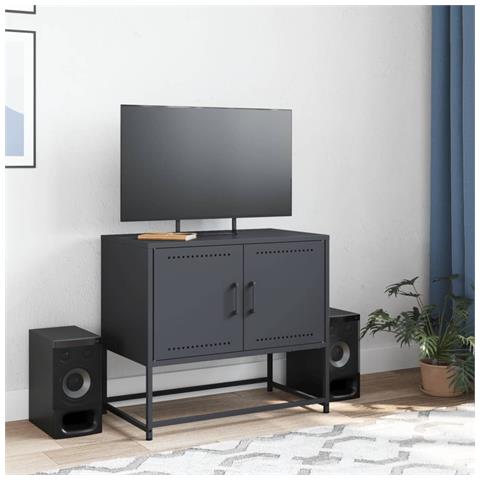 Mobile Tv Antracite 68,5x39x60,5 Cm In Acciaio - Foto 2