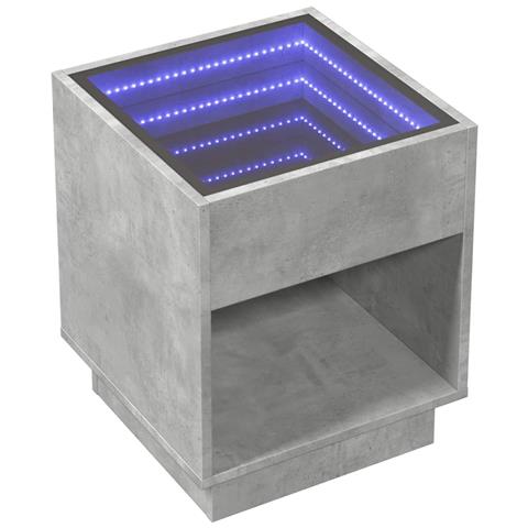 Tavolino Da Salotto Con Led Infinity Grigio Cemento 40x40x50 Cm - Foto 3