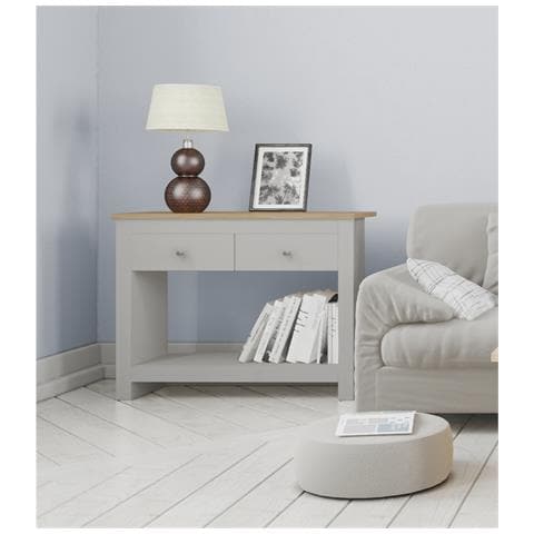 Emerald Consolle Con 2 Cassetti In Mdf Rovere E Grigio - Foto 5