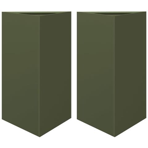 Fioriere 2 Pz Verde Oliva Triangolari 50x43x75 Cm In Acciaio - Foto 1