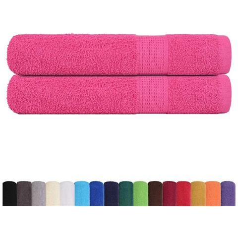 Asciugamani Per Sauna 2 Pz Rosa 80x200 Cm 360 G /m 100% Cotone - Foto 2