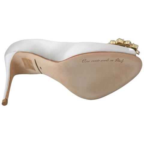 Scarpe Dã©colletã© Raso Tacco Aperto Cristalli Bianchi - Eu38.5/us8 - Foto 2