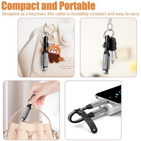 Cavo Portachiavi A Ricarica Rapida 6 In 1 (modello A) Grey - Foto 2