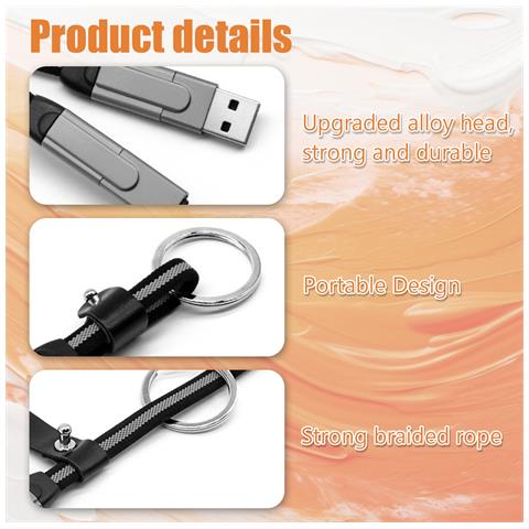 Cavo Portachiavi A Ricarica Rapida 6 In 1 (modello A) Grey - Foto 5