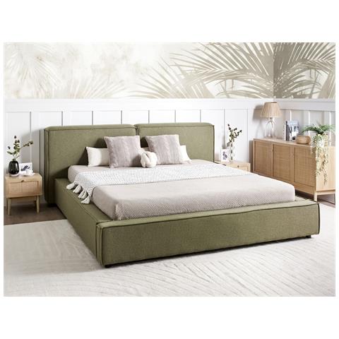 Letto Tessuto Linards 180 X 200 Cm Verde Oliva - Foto 1