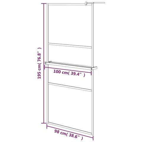 Parete Doccia con Mensola Cromo 100x195cm Vetro ESG e Alluminio - Foto 10