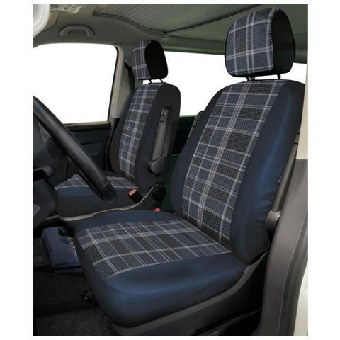 Coprisedili Anteriori Volkswagen California/multivan T6.1/t7 Tess. Misto Cotone Avio/navy - Foto 1