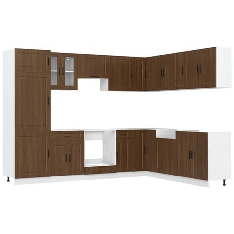 Set Mobili Da Cucina 14 Pz Porto Rovere Marrone In Truciolato - Foto 2