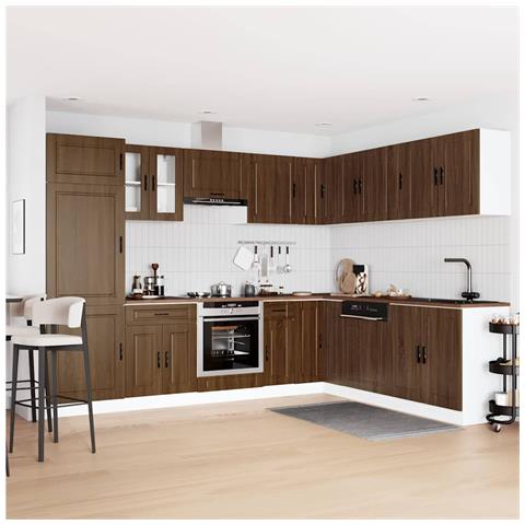 Set Mobili Da Cucina 14 Pz Porto Rovere Marrone In Truciolato - Foto 3
