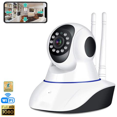 V11 Telecamera Ip Wifi Motorizzata 360° Hd 1080, Visione Notturna, Rilevatore Di Movimento 11x13x12 Cm. Colore Bianco - Foto 1