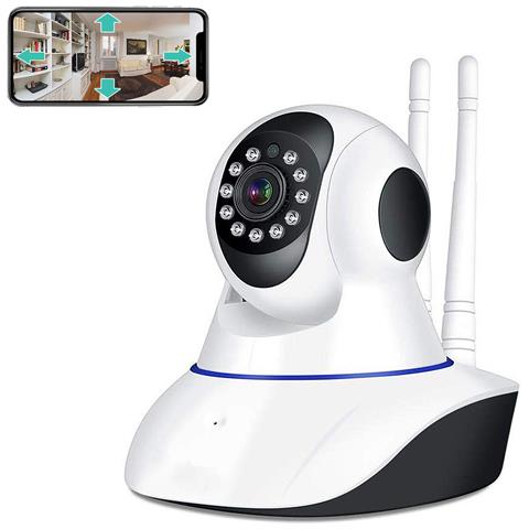 V11 Telecamera Ip Wifi Motorizzata 360° Hd 1080, Visione Notturna, Rilevatore Di Movimento 11x13x12 Cm. Colore Bianco - Foto 5