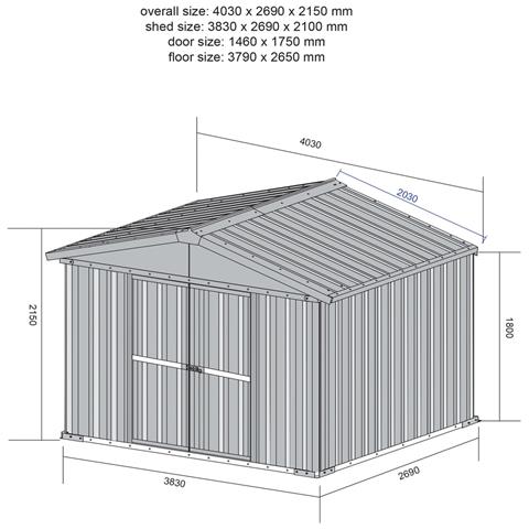 Box Deposito Garage Giardino In Lamiera Zincata 403x269cm X H 215cm - 149kg - 10,84mq Verde - Foto 10