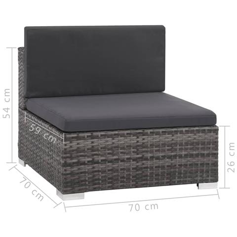 Lusso Casadino -  Set Divani Da Giardino 8 Pz Con Cuscini In Polyrattan Grigio - Foto 8