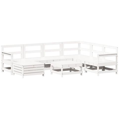 Set Divani Da Giardino 8 Pz In Legno Massello Di Pino Bianco - Foto 1