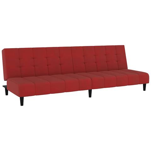Divano Letto a 2 Posti Rosso Vino in Velluto - Foto 1