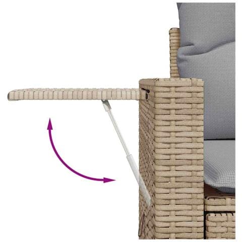 Set di divani da giardino da 10 pezzi con cuscini in polyrattan beige Acacia, Set da pranzo da giardino da 3 pezzi con cuscini in polyrattan beige Acacia - Foto 9
