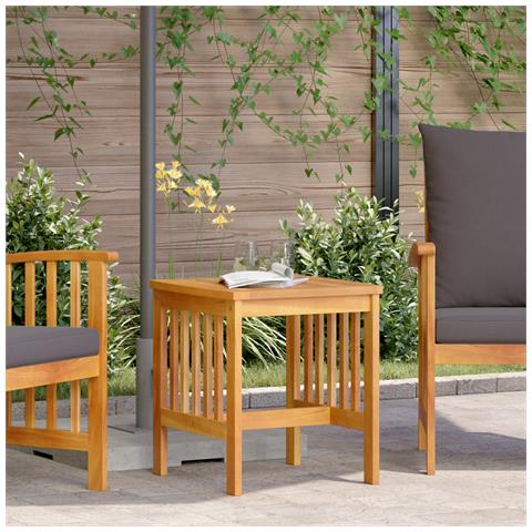 Tavolo Laterale da Giardino  Marrone 45x45x50 cm in Legno Massello di Acacia - Foto 2