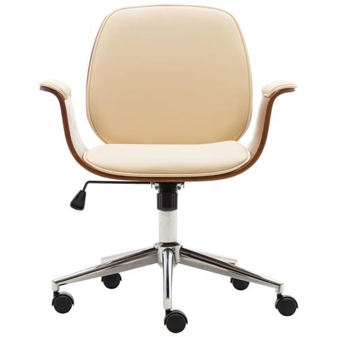 Lusso Casadino -  Sedia Da Ufficio Crema In Legno Piegato E Similpelle - Foto 1
